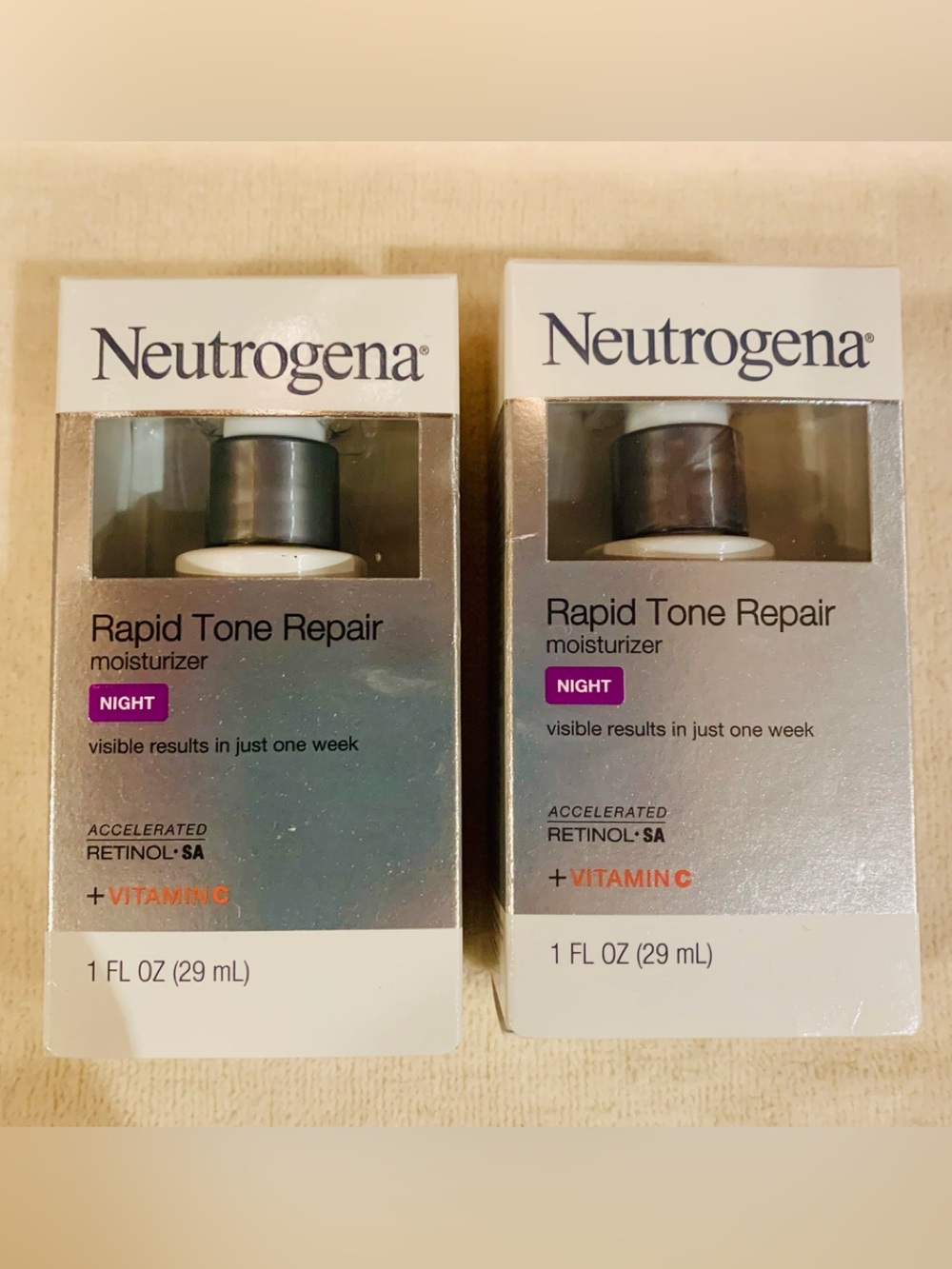 2 Neutrogena Rapid Tone Repair Night Moisturizer Retinol 1 fl oz - Discontinued